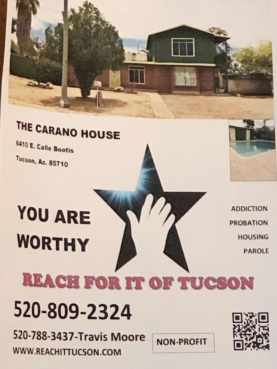 Reach for it Tucson, Carano House, flier, poster